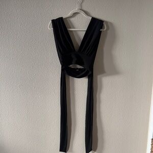 Multi Wear Black Sleeveless Wrap Top